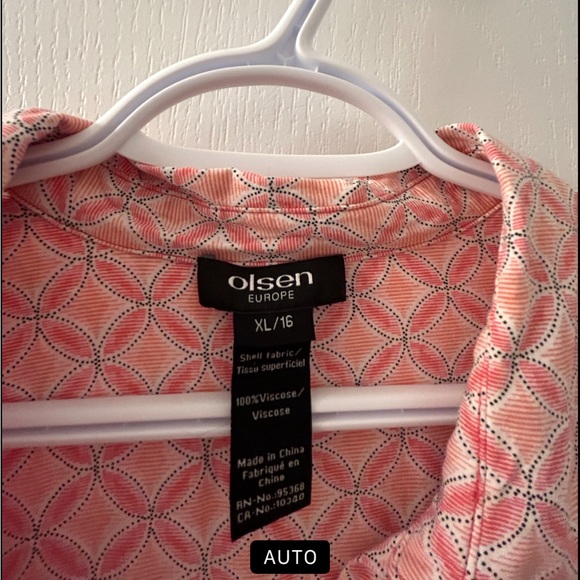 Women’s XL Olsen blouse in orange pattern. Hidden buttons & roll up sleeves. - Picture 6 of 6